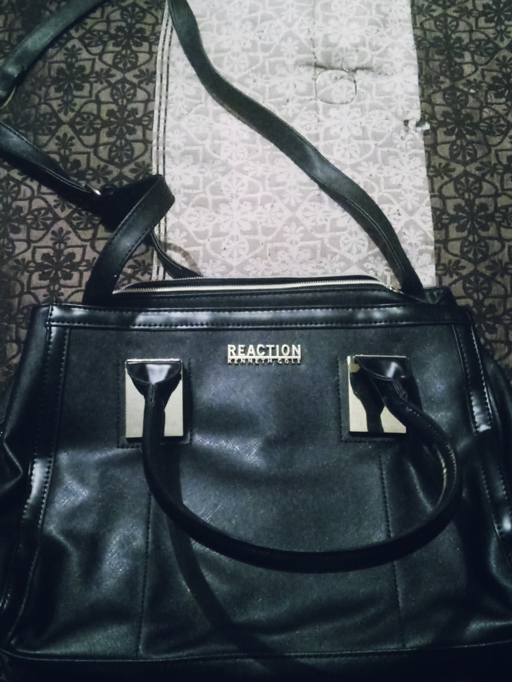 Kenneth Cole Reaction Black Satchel with Gold Accents